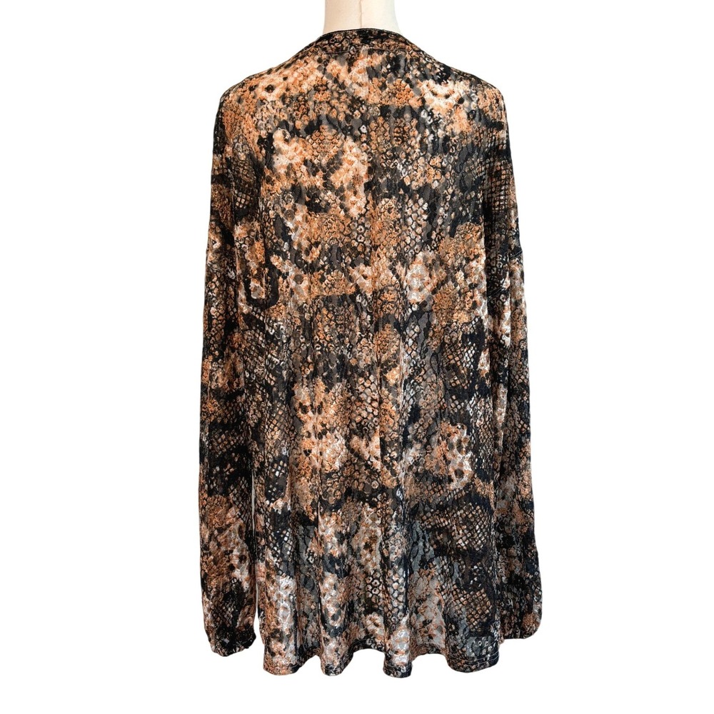 Free People Lace Blouse Snake Reptile Pattern‎ Womens M V-Neck Relaxed Fit - Picture 6 of 13